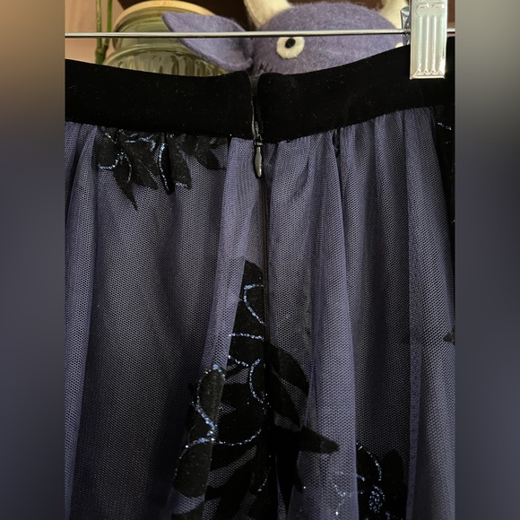 Vintage Whimsigoth Navy Floral Gown Style Skirt Only - Picture 5 of 9